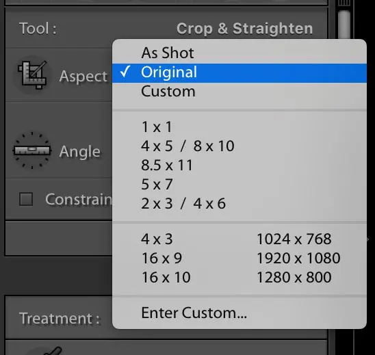 how to use cropping ratios