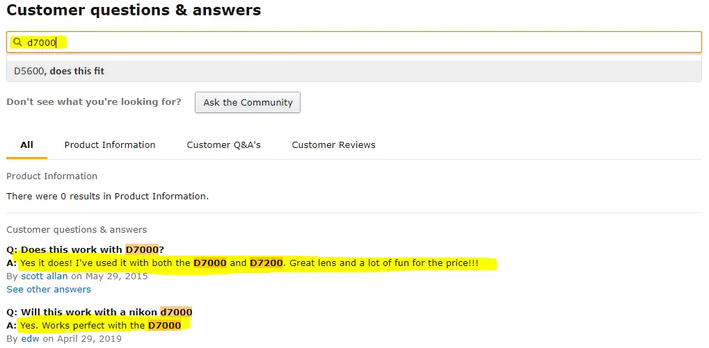 Amazon Questions and Answers Section