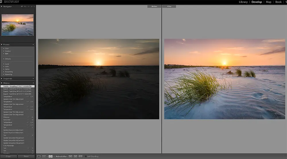 Before And After In Lightroom Side By Side Comparison